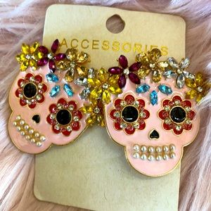 Fancy Skeleton face earrings